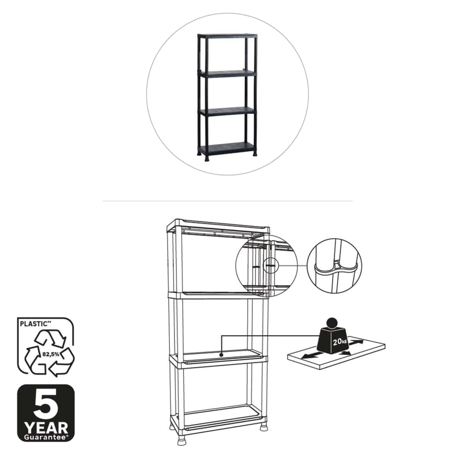 Bricocenter RESIN SHELF 4 SHELVES 60X30X135 CM