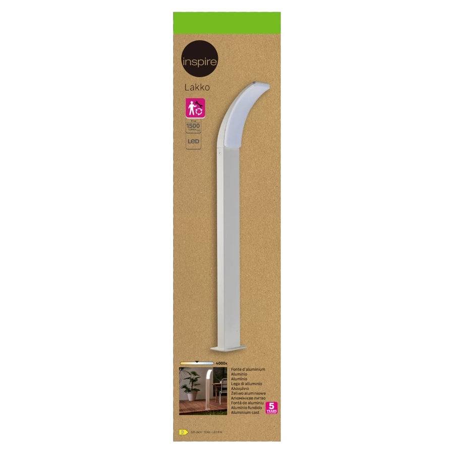 LAKKO ALUMINIUM LAMPPOST WHITE 96CM LED IP44 - best price from Maltashopper.com BR420007842