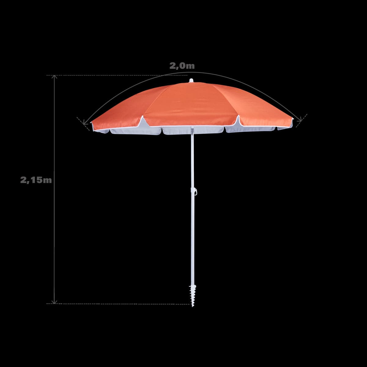 BEACH UMBRELLA VALI NATERIAL D.200 POLYESTER 160G ORANGE - Premium Parasols and Bases from Bricocenter - Just €32.99! Shop now at Maltashopper.com