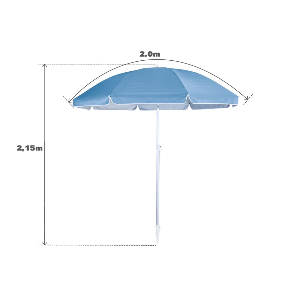 BEACH UMBRELLA VALI NATERIAL D.200 POLYESTER 160G LIGHT BLUE - Premium Parasols and Bases from Bricocenter - Just €32.99! Shop now at Maltashopper.com