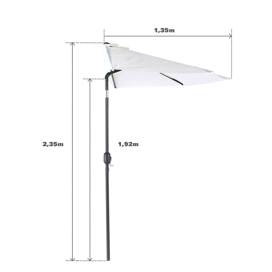 Bricocenter Half round balcony umbrella arkea Naterial in aluminum 270X135 white