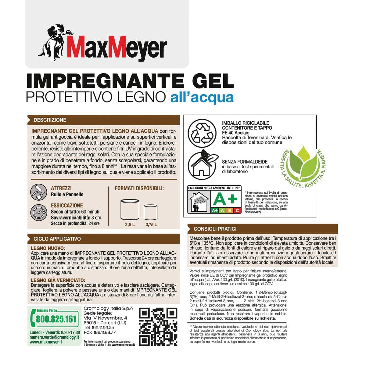 Bricocenter Clear Water-Based Gel Wood Impregnator Max Meyer 2.5 TL