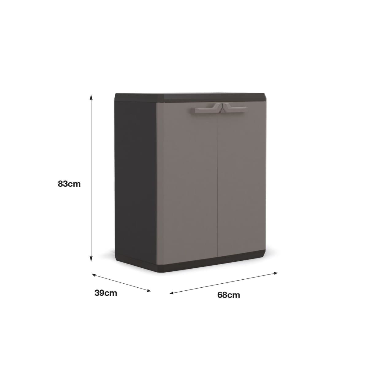 LOW CABINET 2 DOORS 1 SHELF 68X39X83H DARK GREY