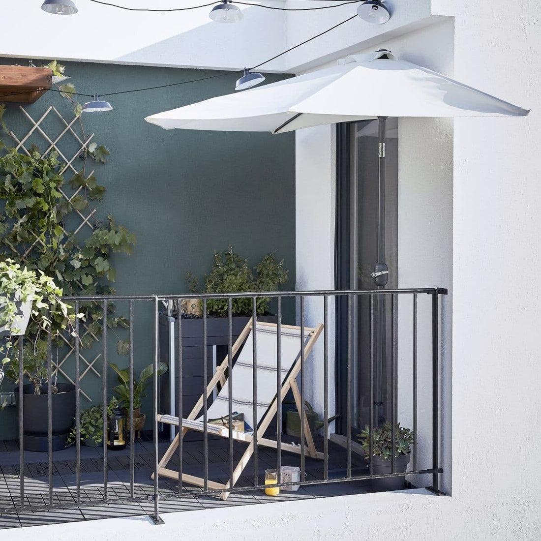 Half round balcony umbrella arkea Naterial in aluminum 270X135 white - best price from Maltashopper.com BR500013625