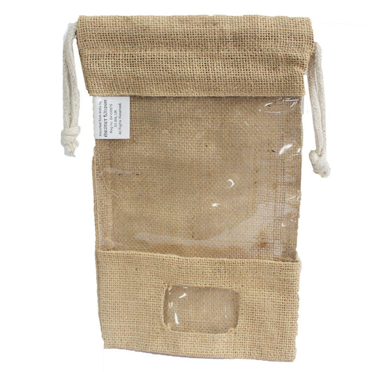 Jute Window Bag 25x16cm & pocket  - best price from Maltashopper.com JGP-01P