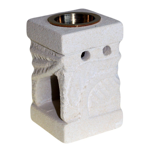 Stone Oil Burner - Carved Leaf - best price from Maltashopper.com SSOB-02