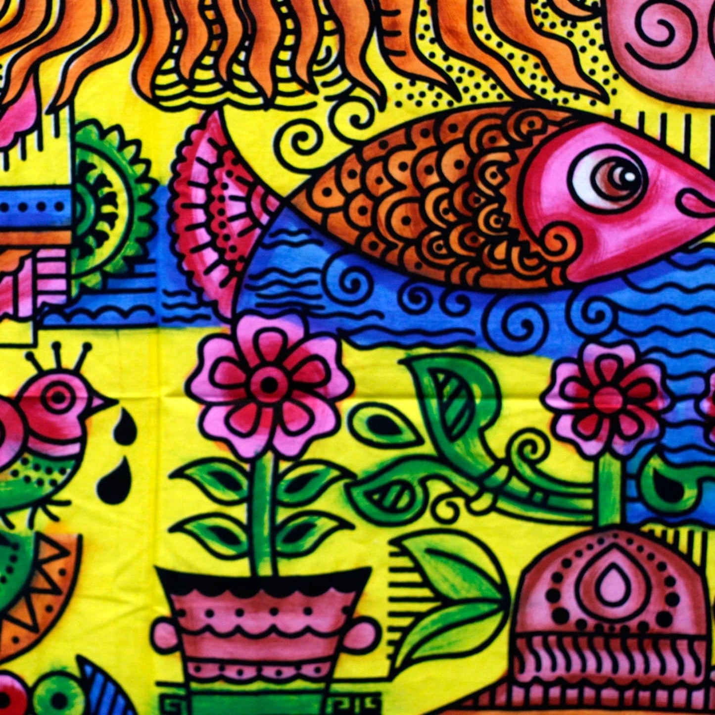 Bliss Handbrushed Cotton Wall Art - Sun