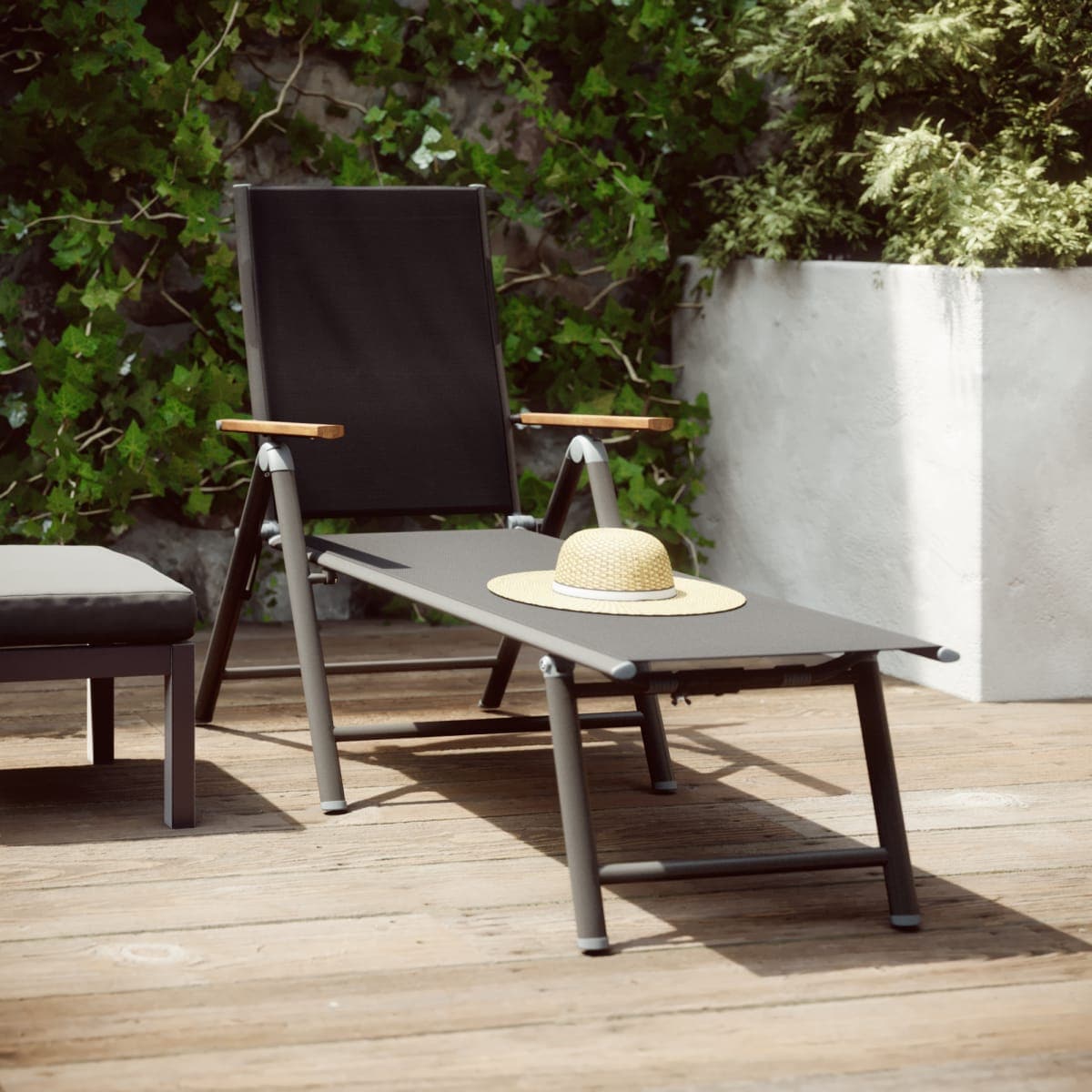 NATERIAL ORIS ORIGAMI MULTI-POSITION LOUNGER ALUMINIUM TEXTILENE ANTHRACITE - best price from Maltashopper.com BR500015374