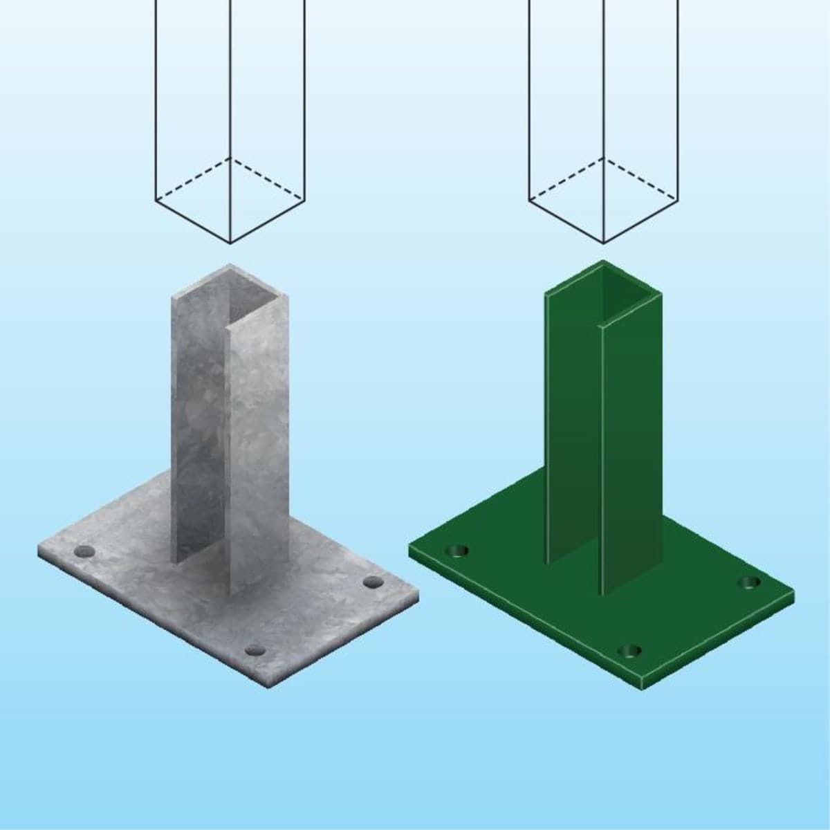 Bricocenter GALVANISED SUPPORT FOR SQUARE POLE 50X50 MM GREY