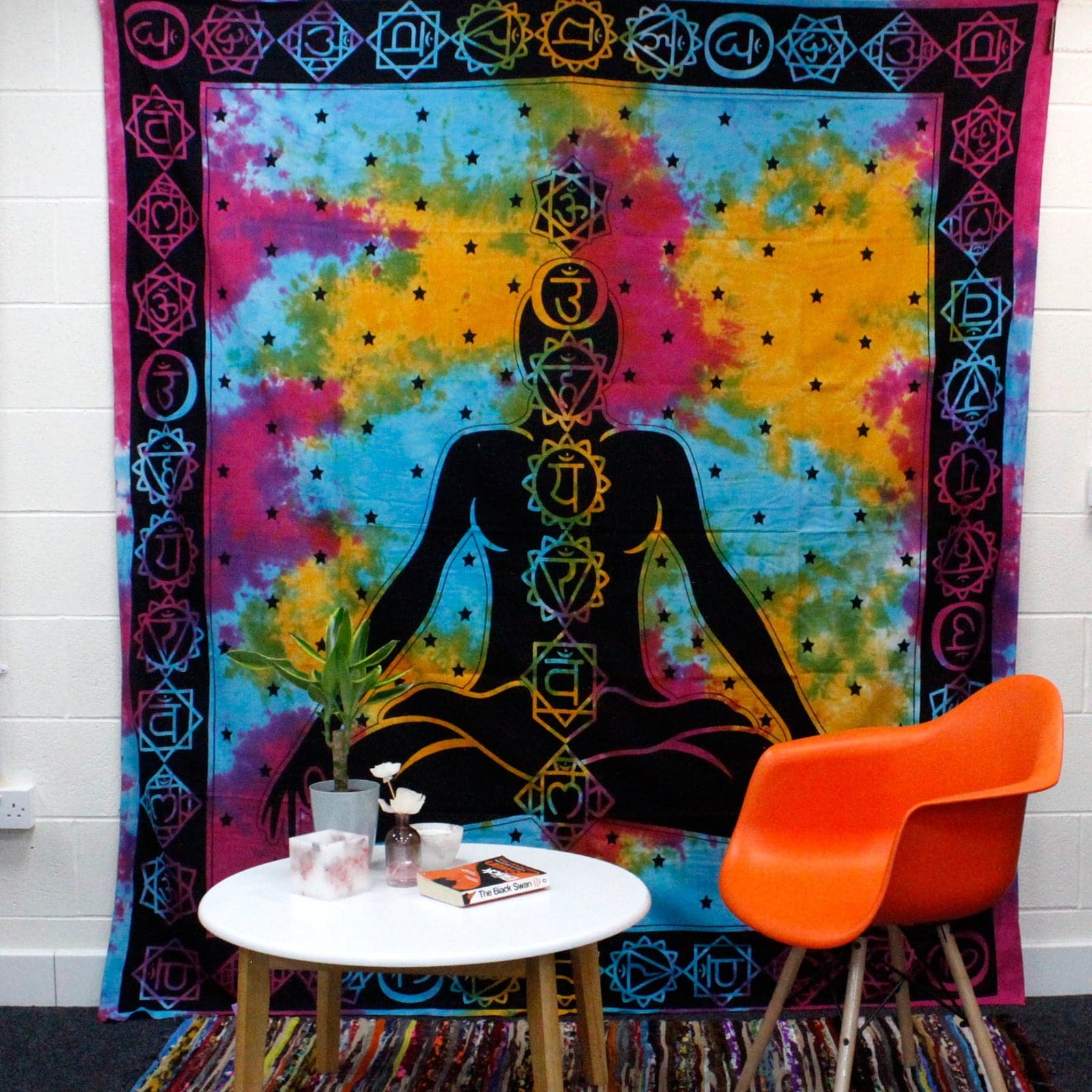 Double Cotton Bedspread + Wall Hanging - Chakra Buddha 230cm x 200cm - best price from Maltashopper.com CBWH-07