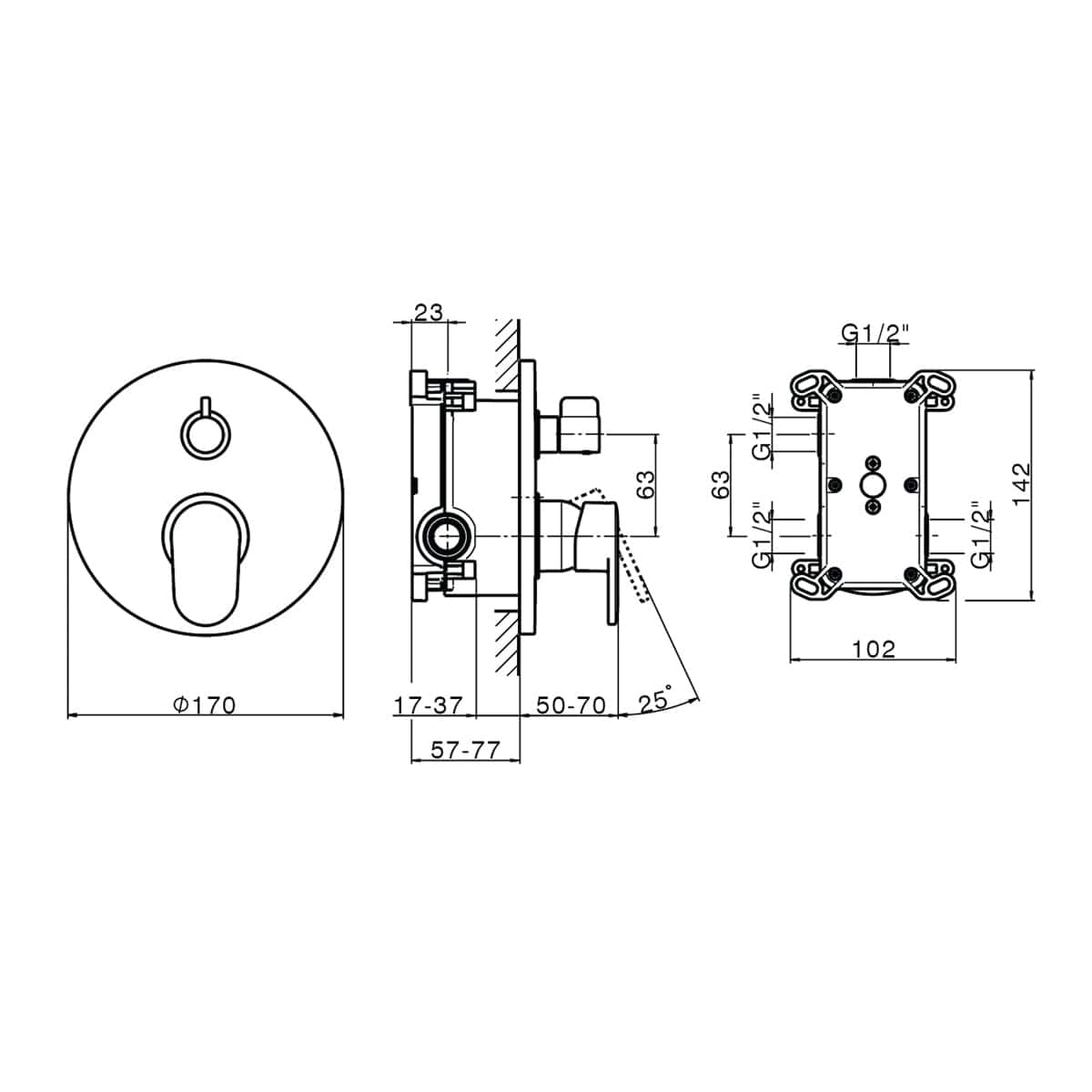 Bricocenter CONCEALED SHOWER MIXER WITH DIVERTER PLANO MATT BLACK