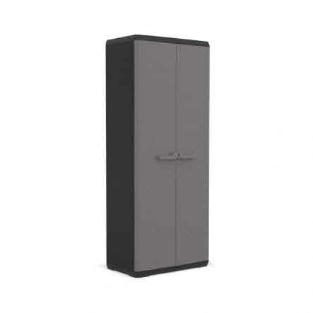 HIGH ALL-SHELF CUPBOARD 2 DOORS 3 NON-ADJUSTABLE SHELVES 68X39X166H LOAD CAPACITY 15KG DARK GREY - best price from Maltashopper.com BR440000679