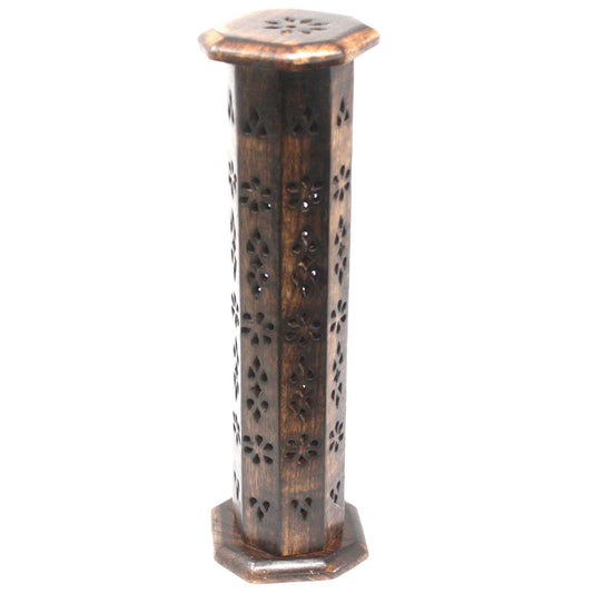 Mango Wood Hexagonal Tower - best price from Maltashopper.com ISH-172M