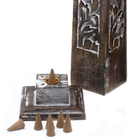 Tapered Incense Tower Washed Des2 - Mango Wood - best price from Maltashopper.com ISH-131M