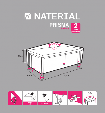 Bricocenter COVER FOR RECTANGULAR TABLE 250X130X60 LIGHT GREY