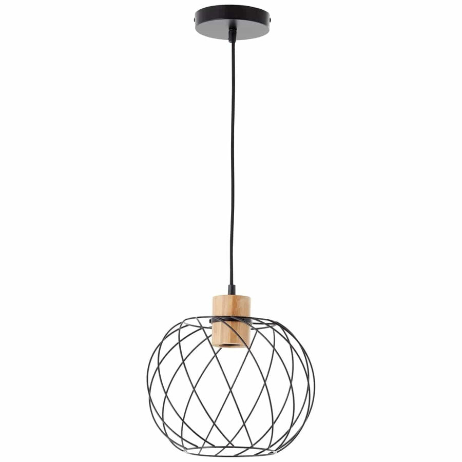 Bricocenter MALLOW BAMBOO AND BLACK METAL CHANDELIER D30 CM E27