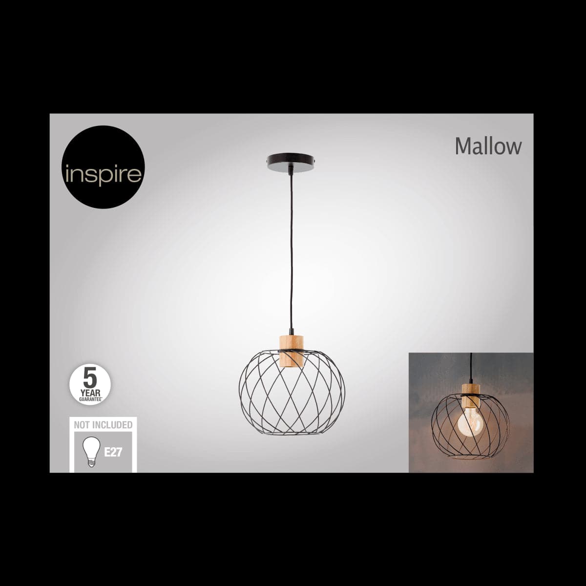 Bricocenter MALLOW BAMBOO AND BLACK METAL CHANDELIER D30 CM E27