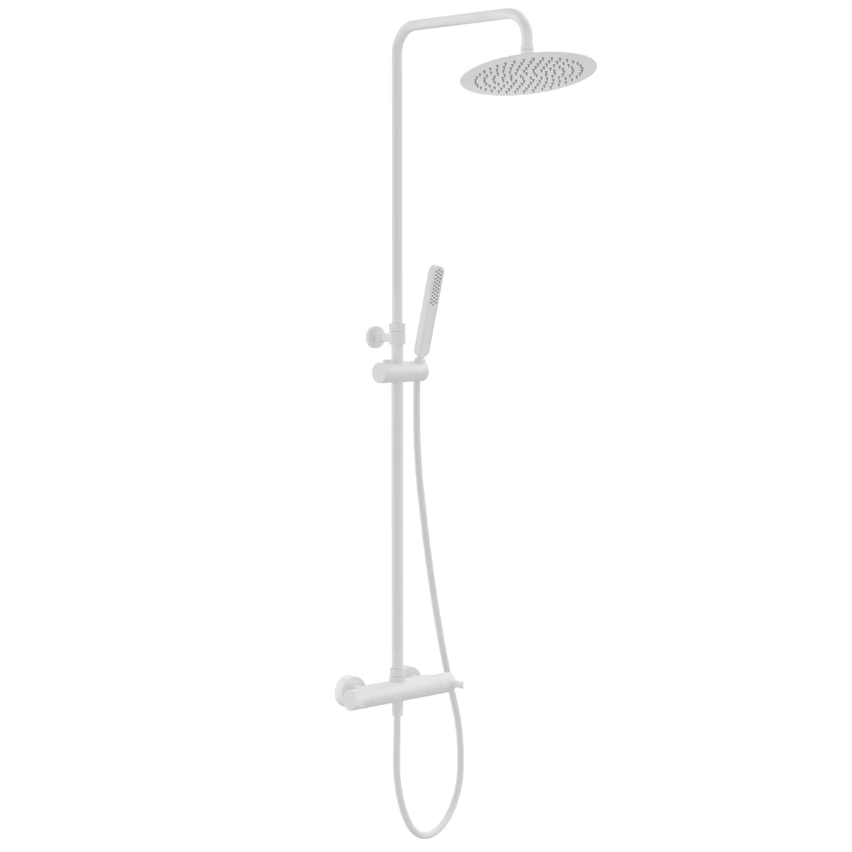 PLANO SHOWER KIT W/THERMOSTAT MATT WHITE SHOWER HEAD DIAM.25CM - best price from Maltashopper.com BR430009113