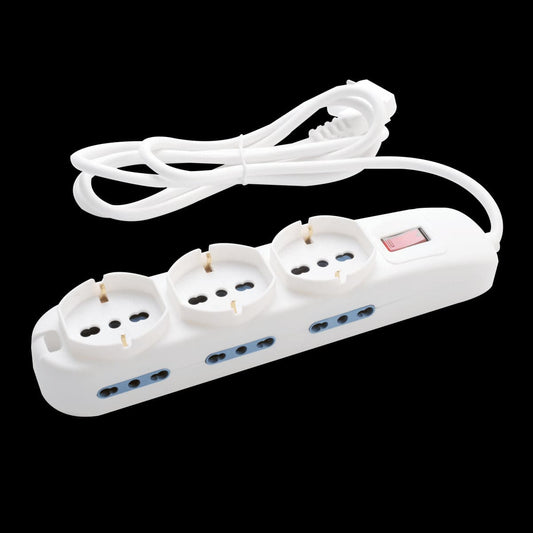 MULTIPRESACON 3 UNIVERSAL SOCKETS AND 6 SOCKETS 10/16A WITH SAFETY SWITCH AND CABLE - best price from Maltashopper.com BR420006806