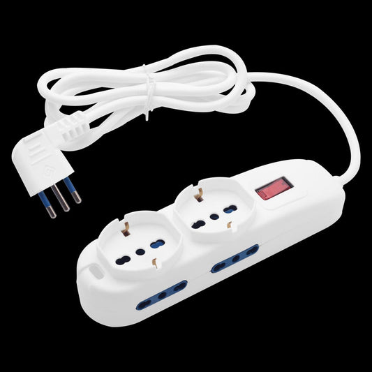 MULTI-PURPOSE WITH 2 UNIVERSAL SOCKETS AND 4 10/16A SOCKETS WITH SAFETY SWITCH AND CABLE - best price from Maltashopper.com BR420006807