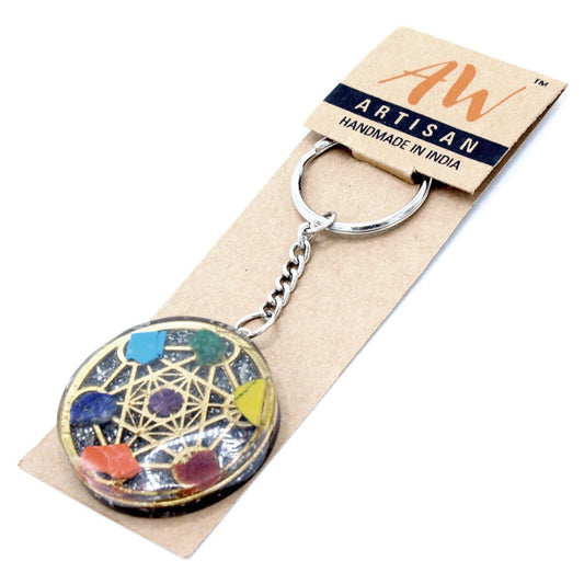 Orgonite Power Keyring - Round Seven Chakra - best price from Maltashopper.com ORGK-01