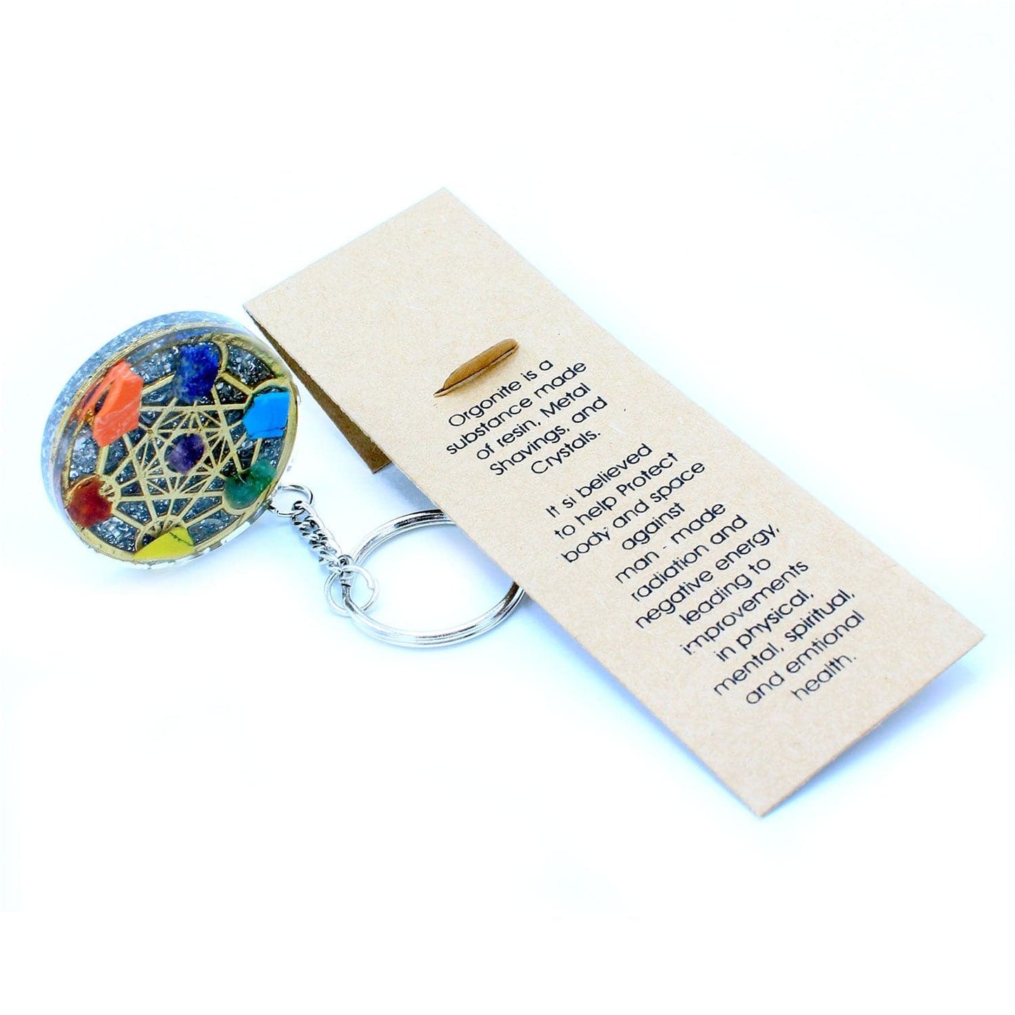 Orgonite Power Keyring - Round Seven Chakra - best price from Maltashopper.com ORGK-01