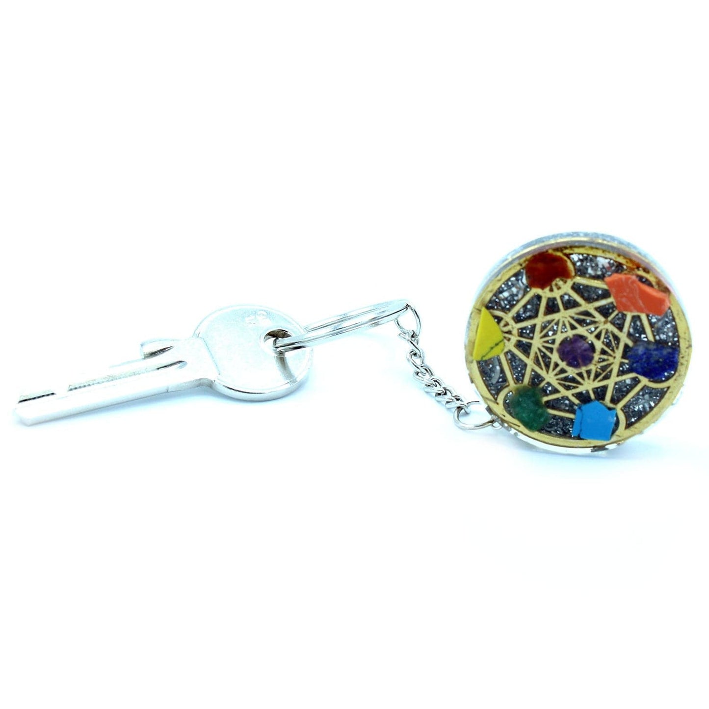 Bliss Orgonite Power Keyring - Round Seven Chakra