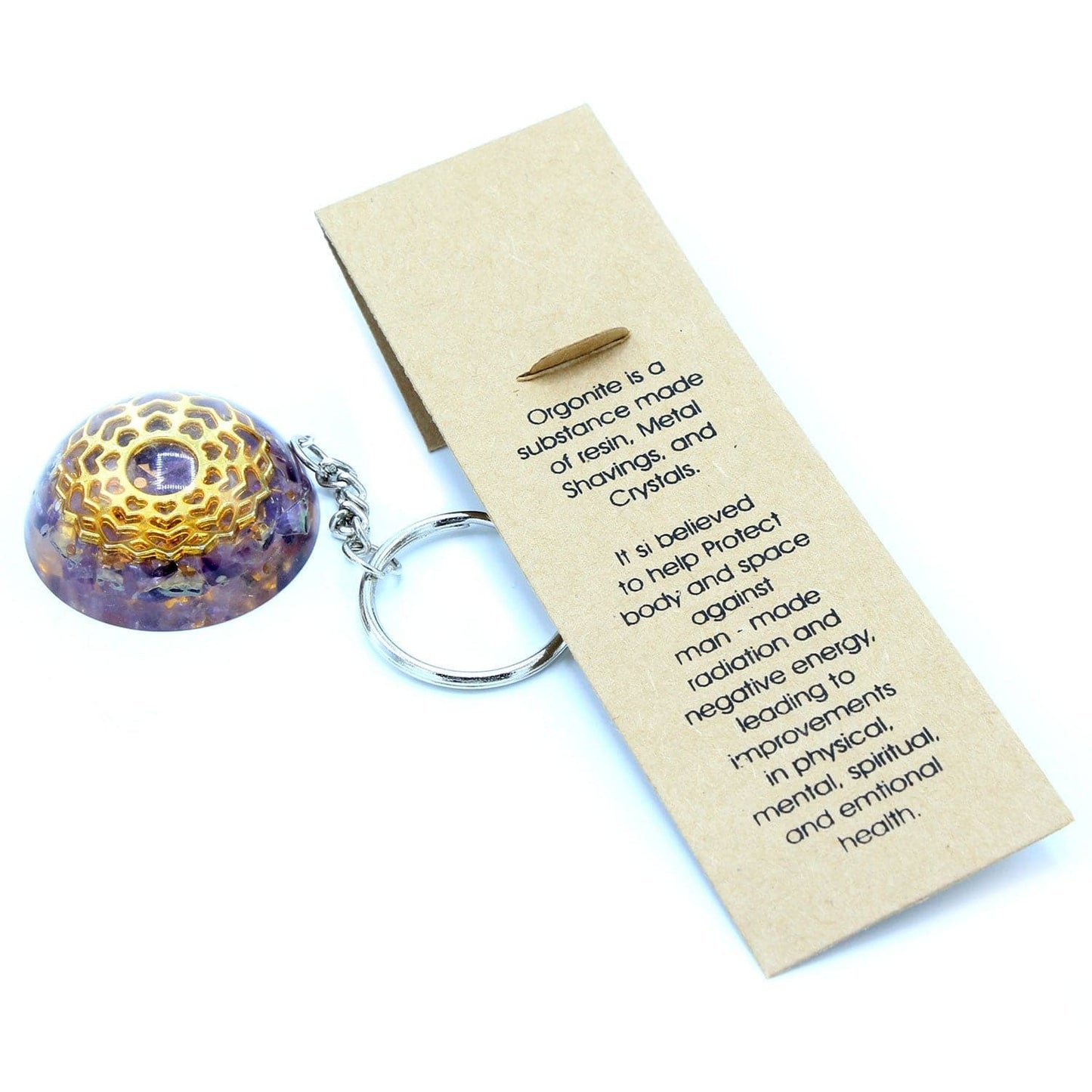 Orgonite Power Keyring - Amethyst Mandala Hearts - best price from Maltashopper.com ORGK-02