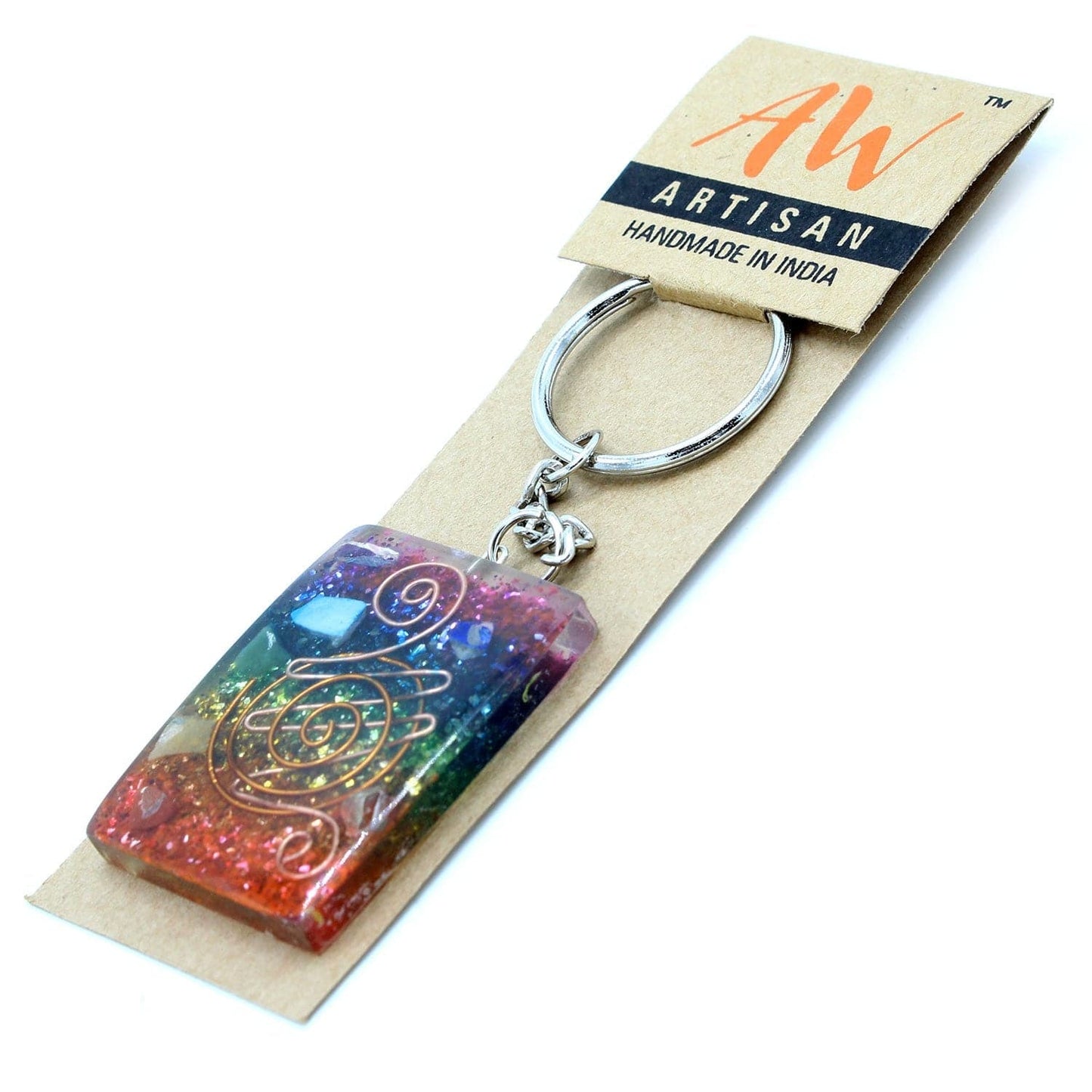 Orgonite Power Keyring - Home Protect Copper and Chakra - best price from Maltashopper.com ORGK-05