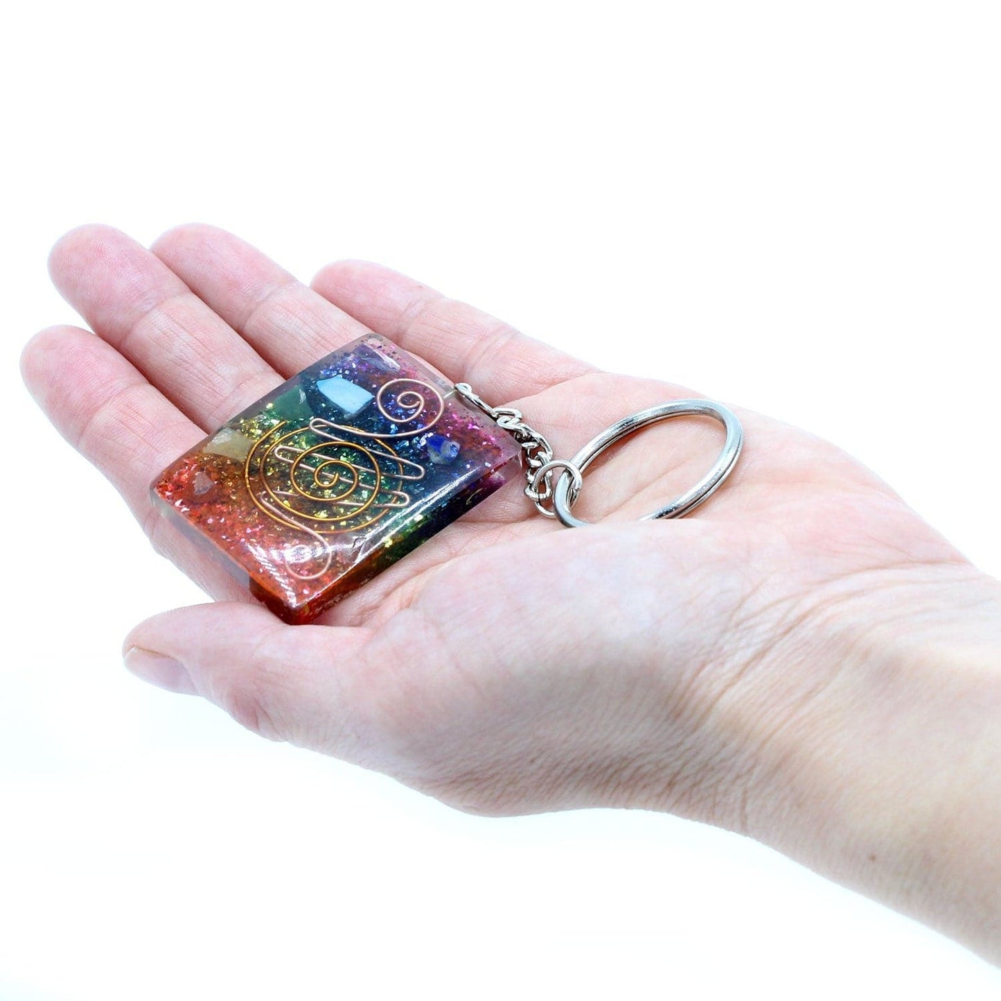 Orgonite Power Keyring - Home Protect Copper and Chakra - best price from Maltashopper.com ORGK-05