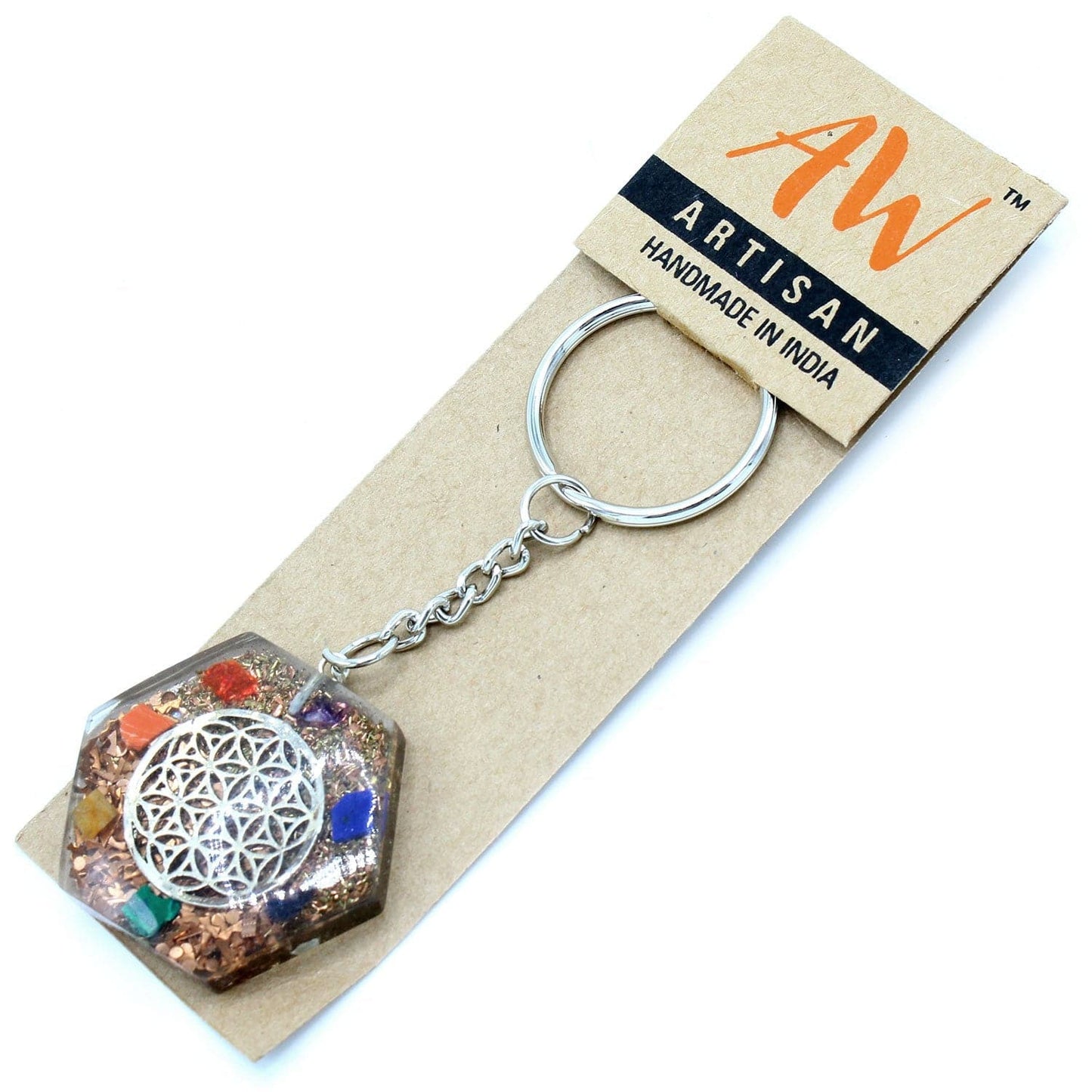 Orgonite Power Keyring - Octagon Flower of Life - best price from Maltashopper.com ORGK-09