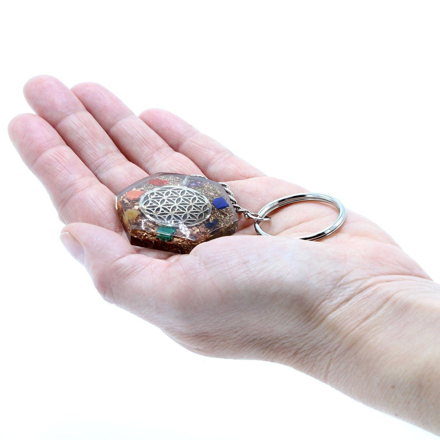 Orgonite Power Keyring - Octagon Flower of Life - best price from Maltashopper.com ORGK-09