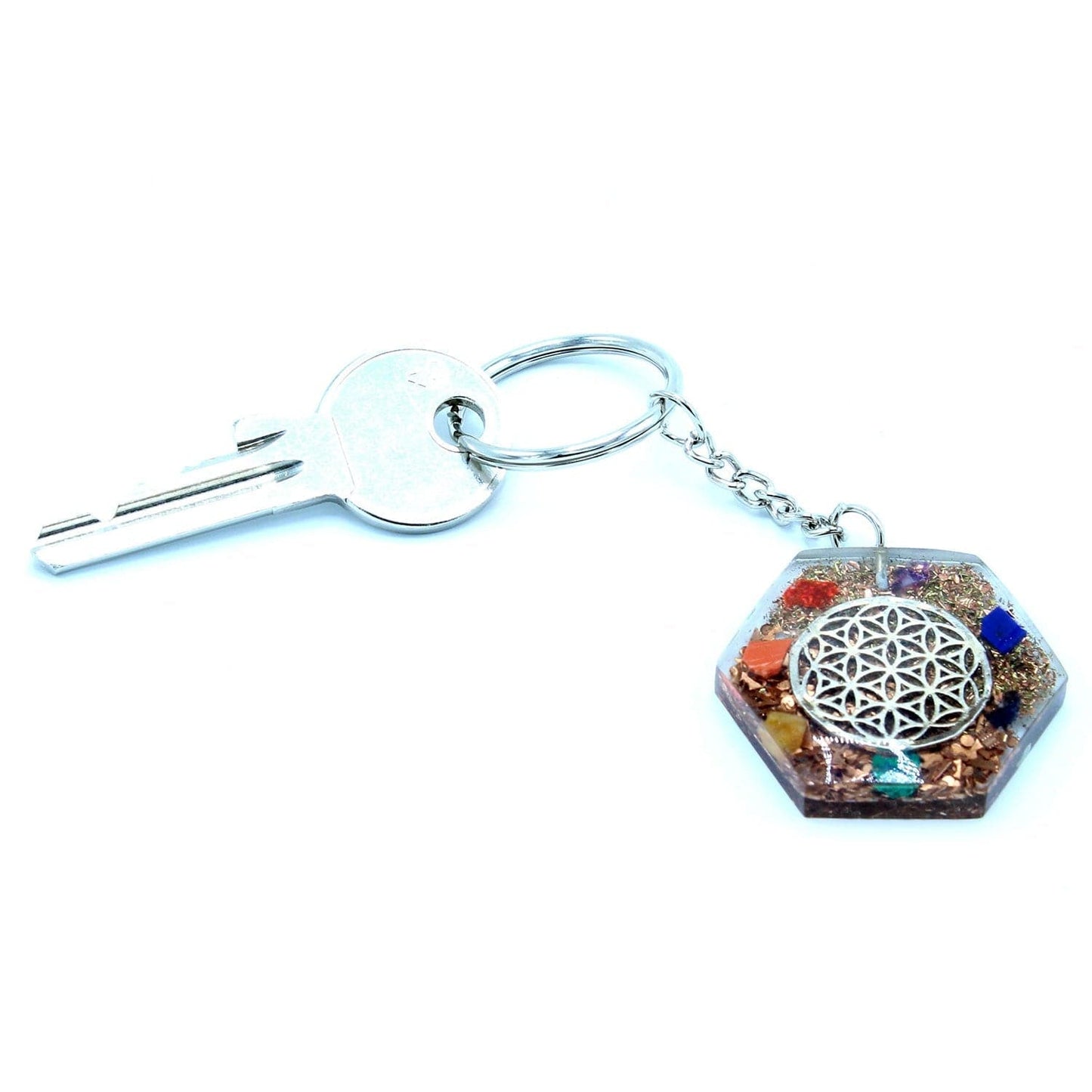 Orgonite Power Keyring - Octagon Flower of Life - best price from Maltashopper.com ORGK-09
