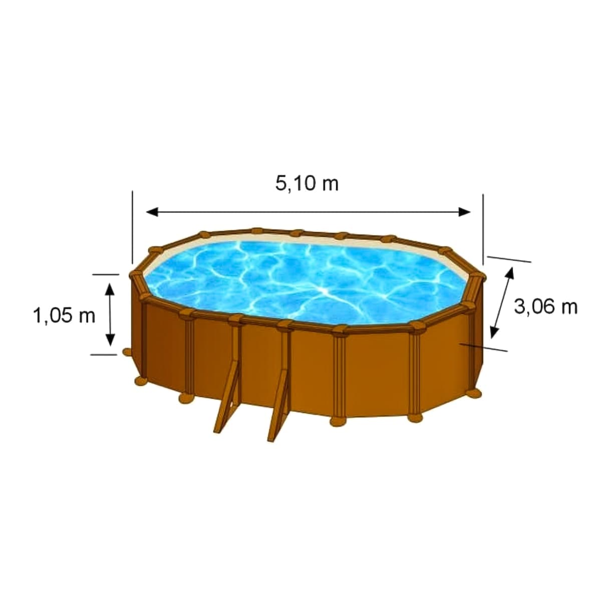OVAL POOL WITH WOODEN DECORATION 500X300 H 120 WITH SAND FILTER
