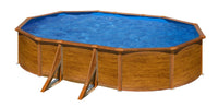 OVAL POOL WITH WOODEN DECORATION 500X300 H 120 WITH SAND FILTER - best price from Maltashopper.com BR500015849