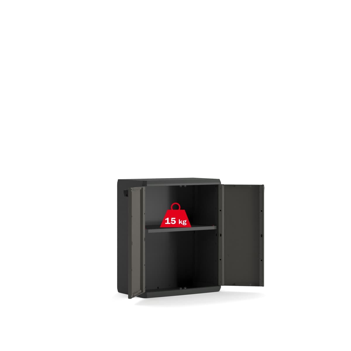 Bricocenter LOW CABINET 2 DOORS 1 SHELF 68X39X83H DARK GREY