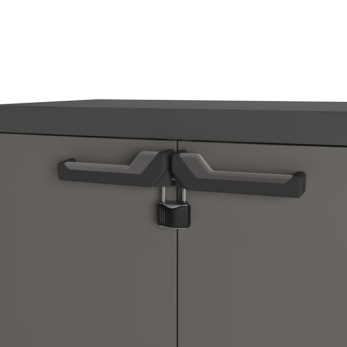 LOW CABINET 2 DOORS 1 SHELF 68X39X83H DARK GREY - Premium Resin wardrobes from Bricocenter - Just €58.99! Shop now at Maltashopper.com