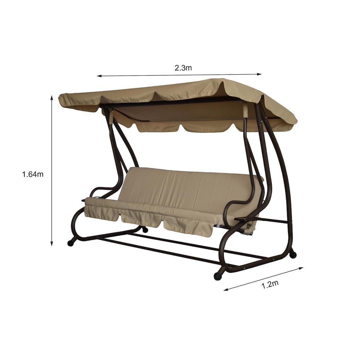 Reclining swing 3 seats 230X120 in brown polyester - best price from Maltashopper.com BR500013592