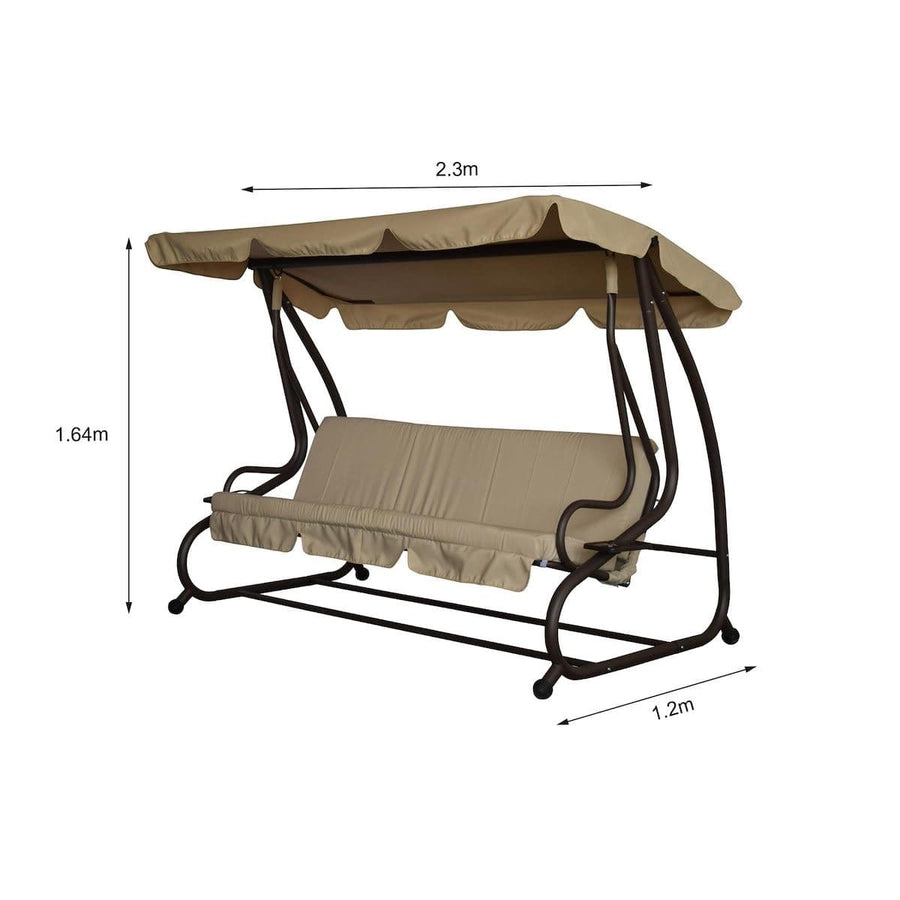 Reclining swing 3 seats 230X120 in brown polyester - best price from Maltashopper.com BR500013592