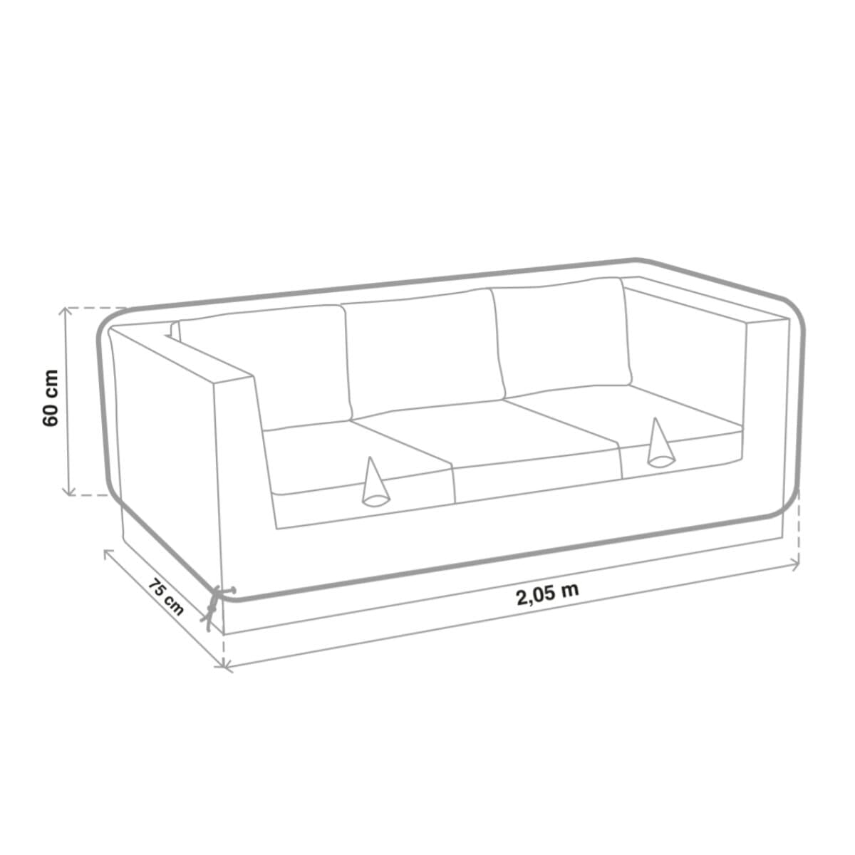 3-SEATER SOFA COVER 205X75X60CM LIGHT GREY - best price from Maltashopper.com BR500013671