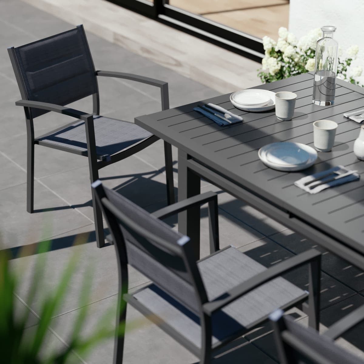 ODYSSEA II NATERIAL 180/240X100 ANTHRACITE EXTENDING TABLE