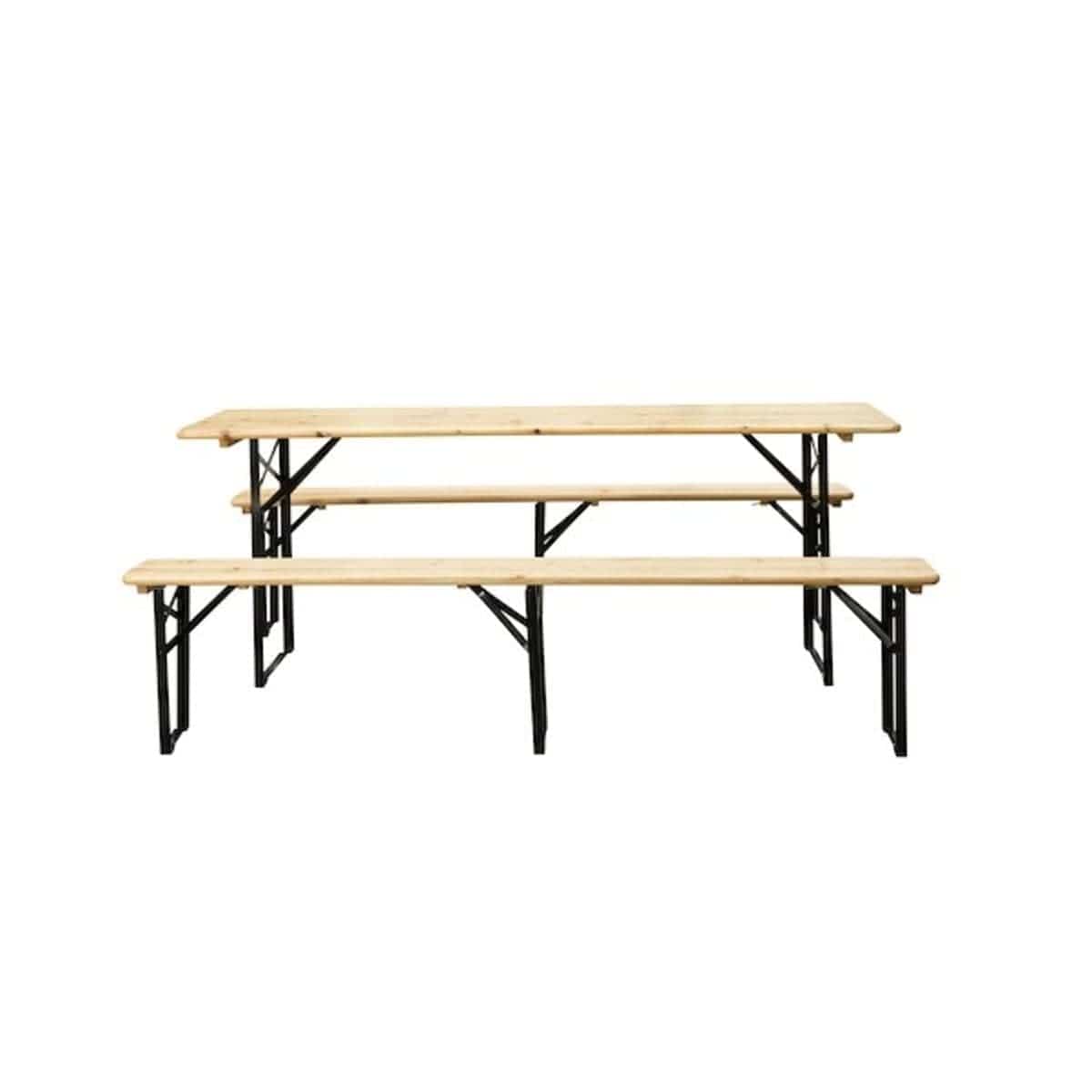 Bricocenter FIRA SET 8 Seats table 187X60cm and 2 benches in pine and steel