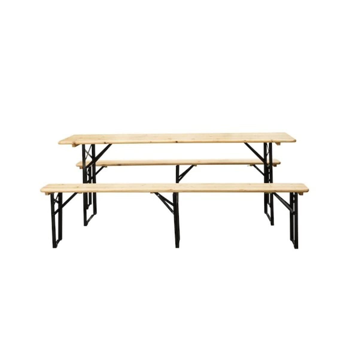 FIRA SET 8 Seats table 187X60cm and 2 benches in pine and steel - best price from Maltashopper.com BR500013653