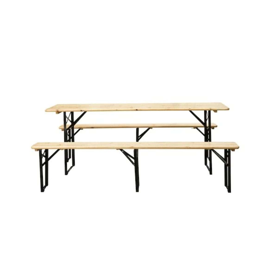 Bricocenter FIRA SET 8 Seats table 187X60cm and 2 benches in pine and steel