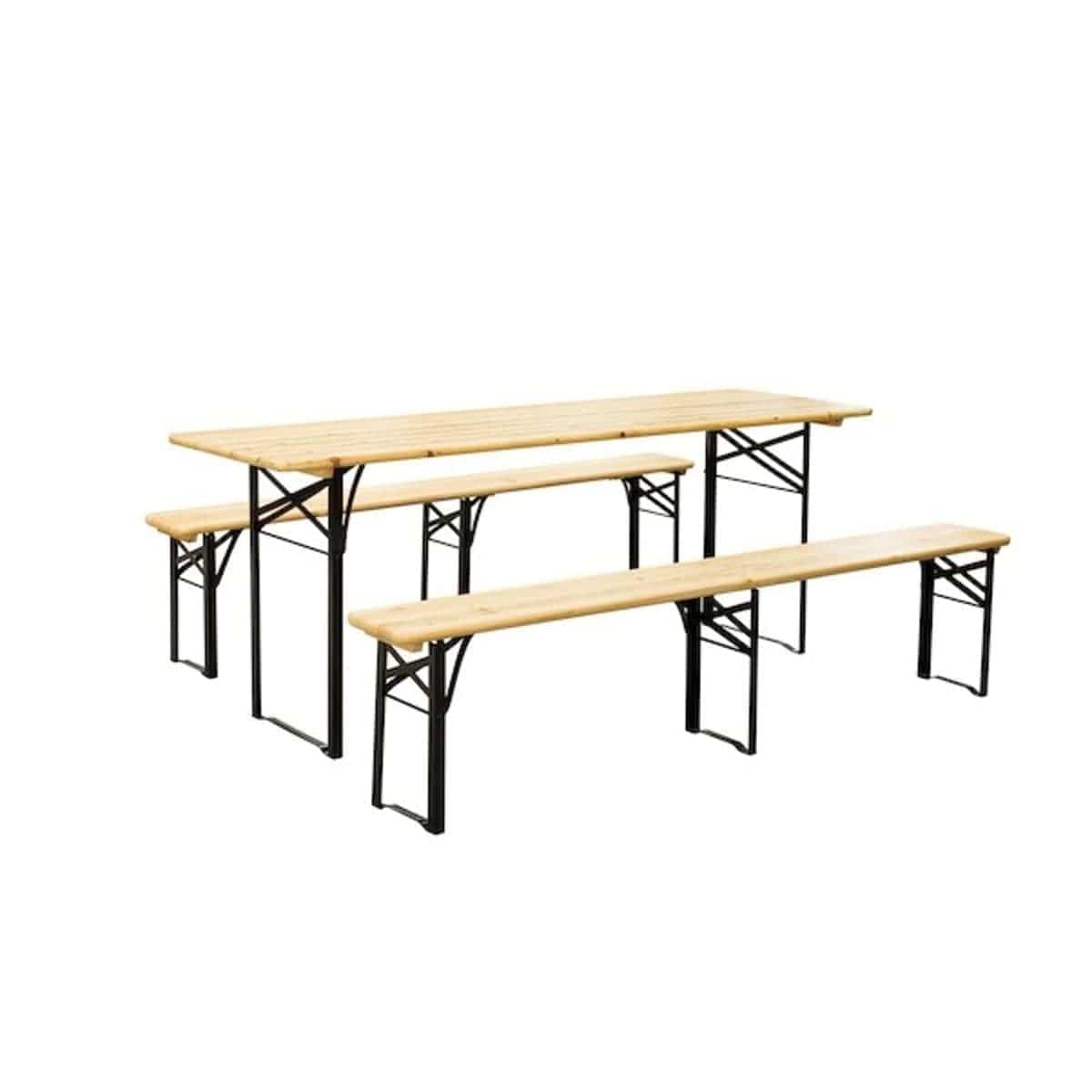 Bricocenter FIRA SET 8 Seats table 187X60cm and 2 benches in pine and steel