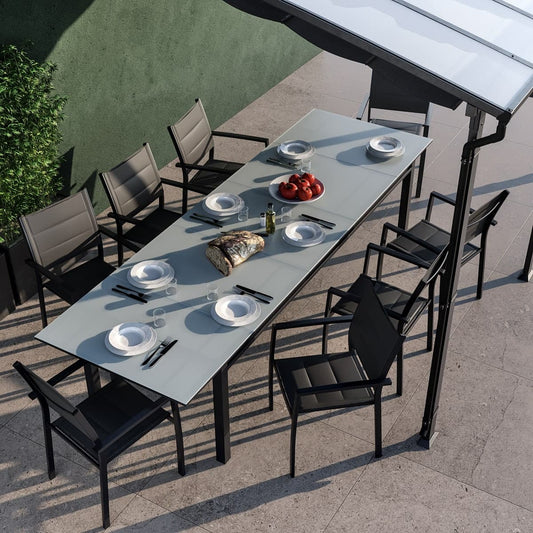 TABLE ODYSSEA II EASY NATERIAL 256/320X100 ANTHRACITE ALUMINIUM GLASS - best price from Maltashopper.com BR500013566