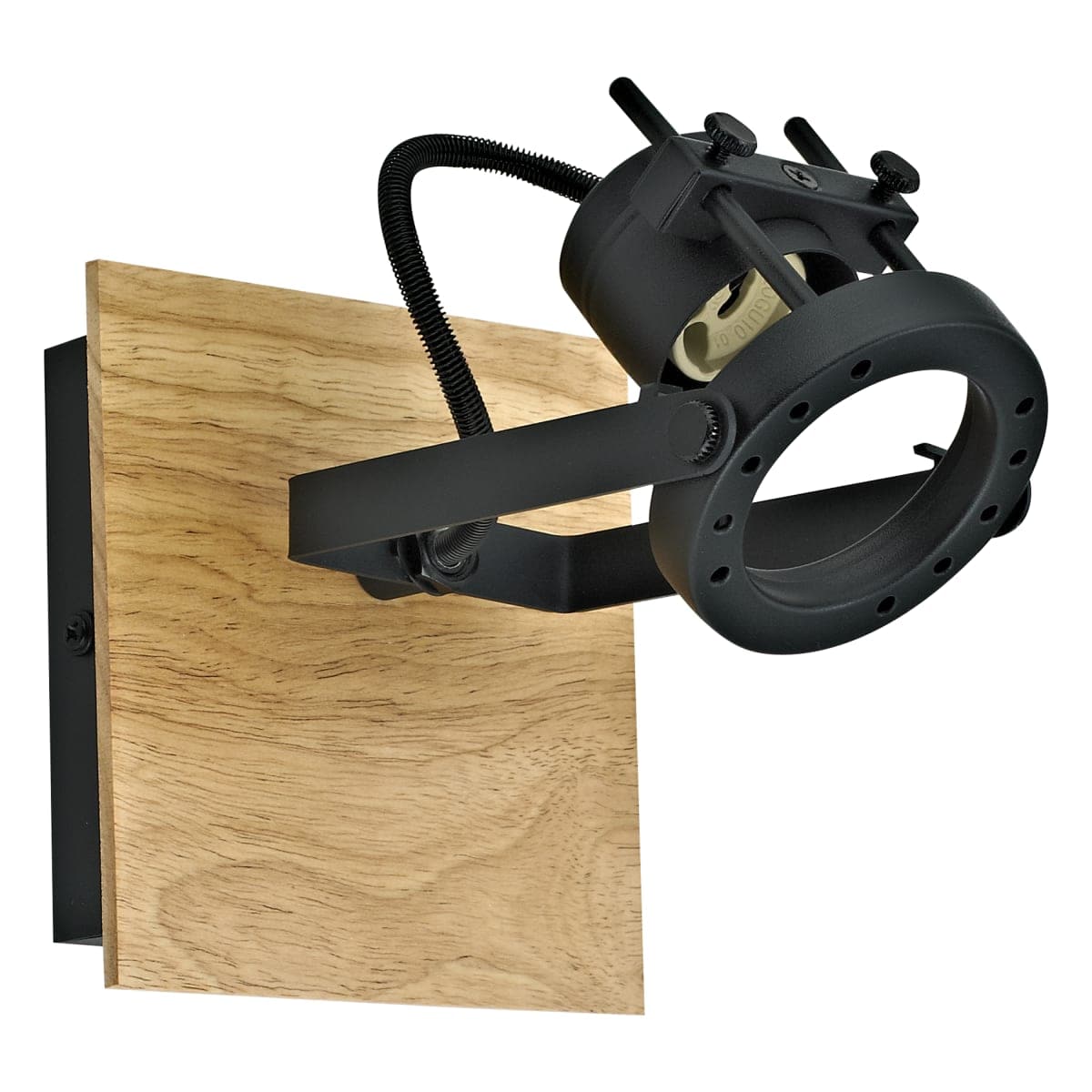 Bricocenter TECHNIC SPOTLIGHT METAL BLACK AND WOOD 12.5X14.5X12.5CM GU10=35W