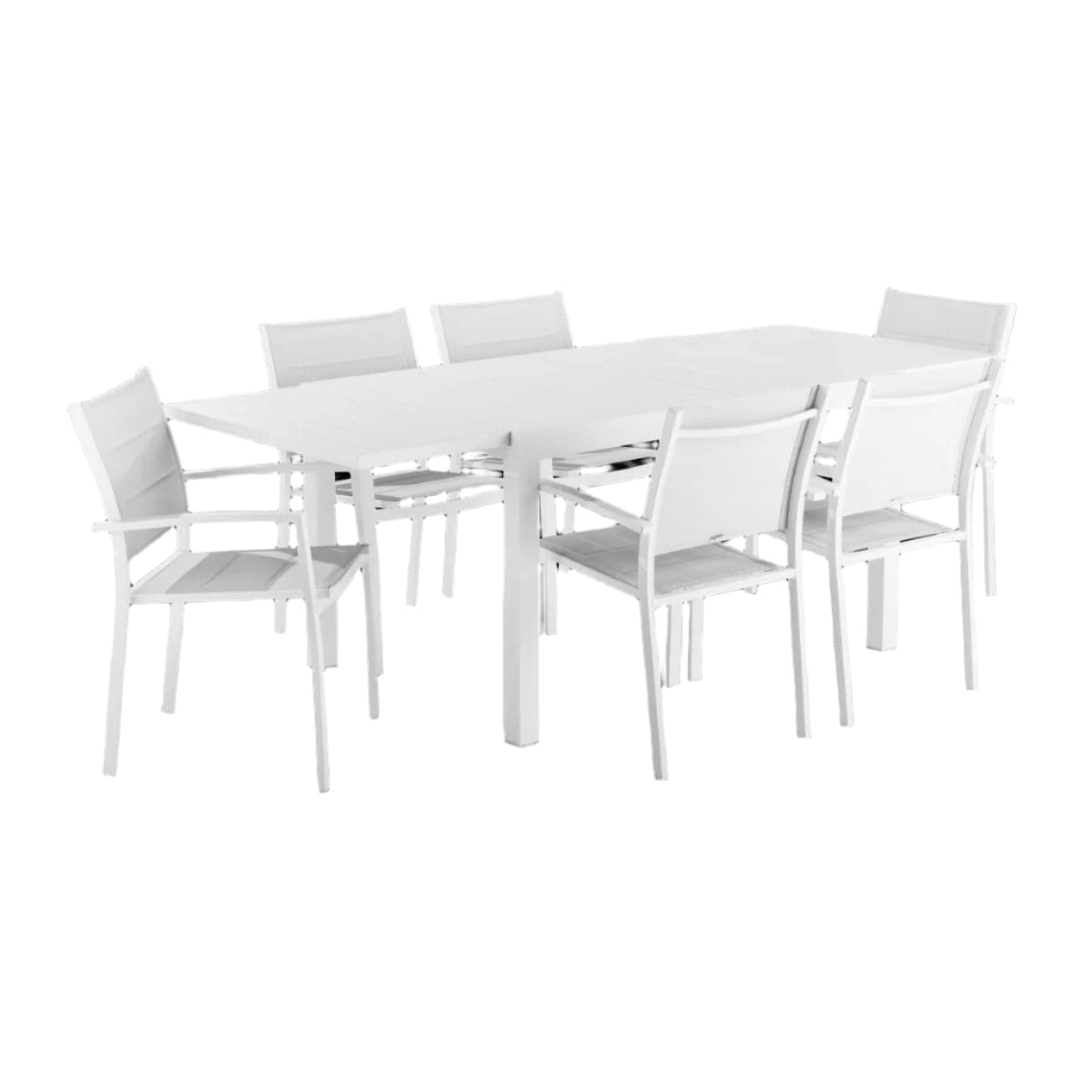 TABLE NATERIAL LYRA II UP AND DOWN ALUMINIUM 130/214.5X90 WHITE