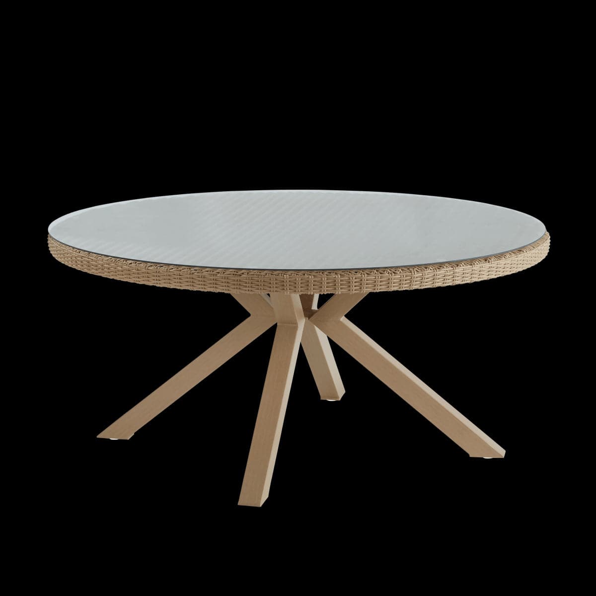 NATERIAL MEDENA WICKER ALUMINIUM AND GLASS FIXED TABLE D160X71 - best price from Maltashopper.com BR500015310