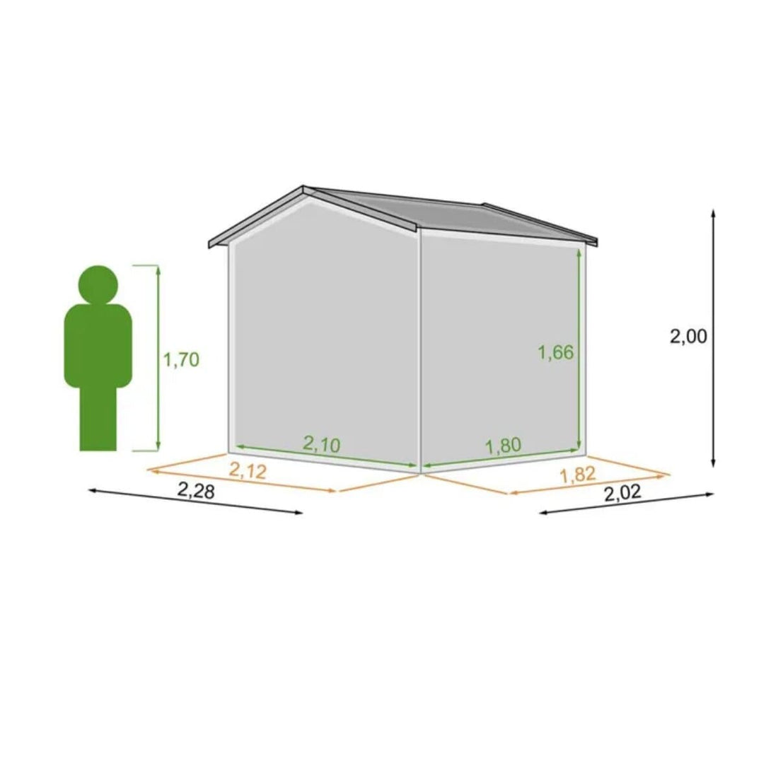 IRIS WOODEN SHED 2.10 X 1.80 12 MM PANELS - best price from Maltashopper.com BR500015915